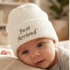 KW107: Baby Embroidered Just Arrived Knitted Hat (Newborn -3 Months)